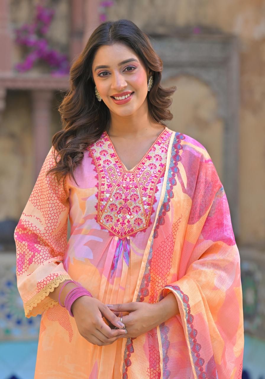 light pink kurta set for women